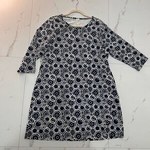 Lulu B Lulu-B Women's Size XL Black White Patterned Shift Dress 3/4 Sleeves